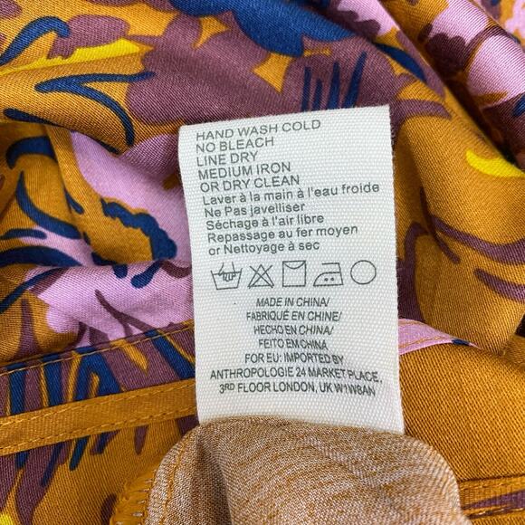 Tiny Anthropologie Floral Wrap Top Womens Sz XS Rust Orange Boho Flutter Sleeve - Picture 7 of 10